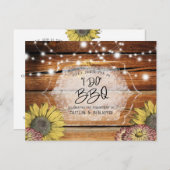 Rustikale Sonnenblume Ich mache GRILLEN Engagement Einladungspostkarte (Vorne/Hinten)