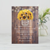 Rustikale Sonnenblume Jar String Lights Barn Weddi Einladung (Stehend Vorderseite)