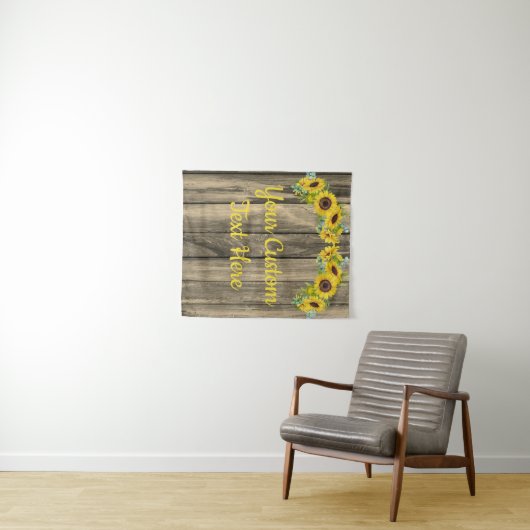 Rustikale Sonnenblume Jubiläum Party Fotobooth Pro Wandteppich (Beispiel (Horizontal))