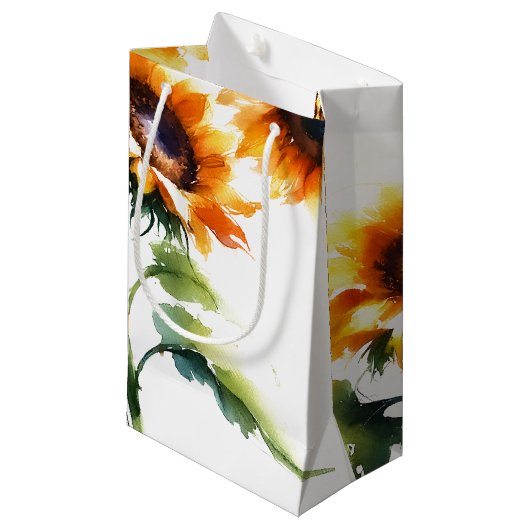 Rustikale Sonnenblume Kleine Geschenktüte (Vorderseite Schrägansicht)