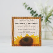 Rustikale Sonnenblume| Korbmuster Hochzeit Einladung (Stehend Vorderseite)