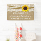 Rustikale Sonnenblume, Kraft- und Spitzen-Brautpar Banner (Insitu)