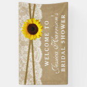 Rustikale Sonnenblume, Kraft- und Spitzen-Brautpar Banner (Vertikal)