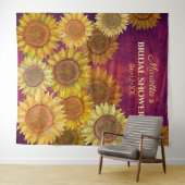 Rustikale Sonnenblume Kunst Lila Brautparty Hinter Wandteppich (Beispiel (Horizontal))
