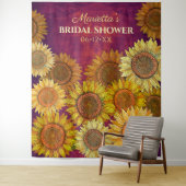 Rustikale Sonnenblume Kunst Lila Brautparty Hinter Wandteppich (Beispiel)