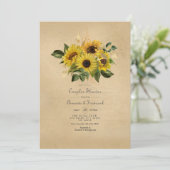 Rustikale Sonnenblume Land Stall Paare Dusche Einladung (Stehend Vorderseite)