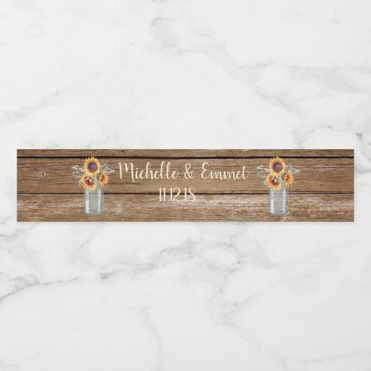 Rustikale Sonnenblume Land Wasser Flasche Etikett (Einzelnes Label)