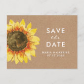 Rustikale Sonnenblume. Landeshochzeit Save the Dat Einladungspostkarte (Vorderseite)