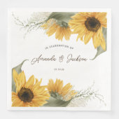 rustikale Sonnenblume, ländliche Hochzeit im Herbs Serviette (Vorderseite)