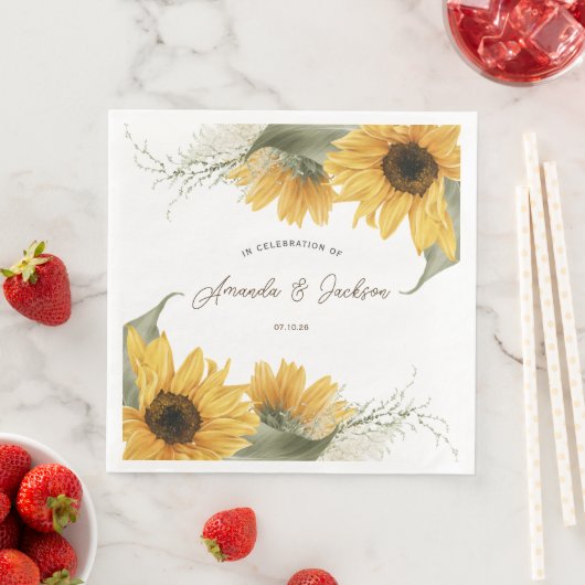 rustikale Sonnenblume, ländliche Hochzeit im Herbs Serviette (Beispiel)