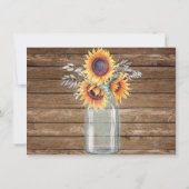 Rustikale Sonnenblume LandVintage Holz Save the Da Date (Rückseite)