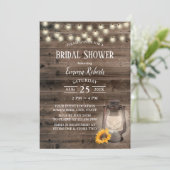 Rustikale Sonnenblume Laternenholz Brautparty Einladung (Stehend Vorderseite)