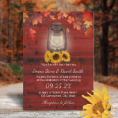 Rustikale Sonnenblume Laternenrot Hochzeit im Herb Einladung