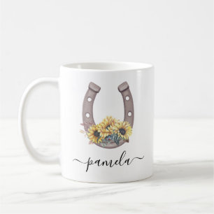 Rustikale Sonnenblume Lucky Horseshoe Individuelle Kaffeetasse