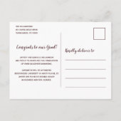 Rustikale Sonnenblume Maroon und Gold Foto Abschlu Ankündigungspostkarte (Rückseite)