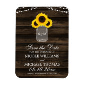 Rustikale Sonnenblume Mason Jar Barn Wood Save the Magnet (Vertikal)