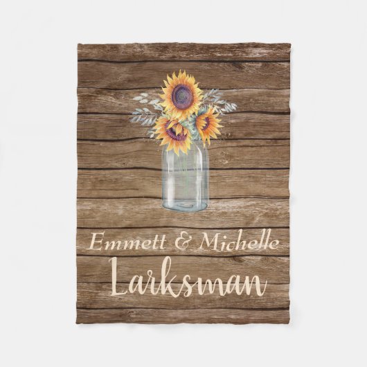 Rustikale Sonnenblume Mason Jar Floral Barnyard Fleecedecke (Vorderseite)
