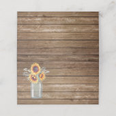 Rustikale Sonnenblume Mason Jar Floral Barnyard Platzkarte (Außenseite Aufgefaltet)