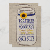 Rustikale Sonnenblume & Mason Jar Hochzeit Einladu Einladung (Vorne/Hinten)