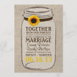 Rustikale Sonnenblume & Mason Jar Hochzeitseinladu Einladung