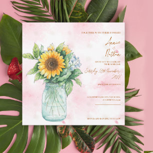 Rustikale Sonnenblume Mason Jar Hochzeitseinladung Einladung