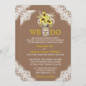Rustikale Sonnenblume Mason Jar Lace Einladung Hoc (Vorne/Hinten)