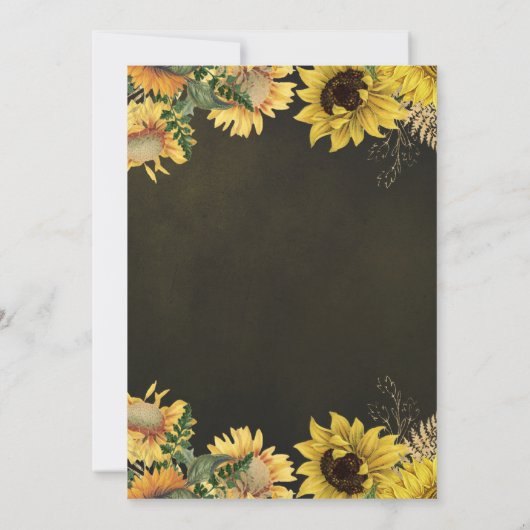 Rustikale Sonnenblume & Mason Jar Lights Babydusch Einladung (Rückseite)