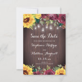 Rustikale Sonnenblume Mason Jar Lights Blumenhochz Save The Date (Vorderseite)