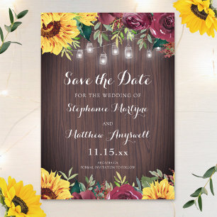 Rustikale Sonnenblume Mason Jar Lights Blumenhochz Save The Date