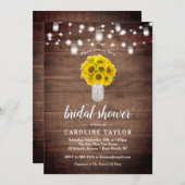 Rustikale Sonnenblume Mason Jar Lights Brautparty Einladung (Vorne/Hinten)