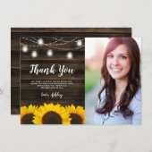 Rustikale Sonnenblume Mason Jar Lights Sweet 16 Fo Dankeskarte (Vorne/Hinten)