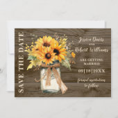 Rustikale Sonnenblume Mason Jar Save the Date (Vorderseite)