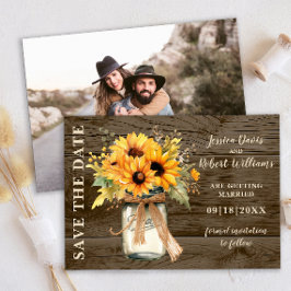 Rustikale Sonnenblume Mason Jar Save the Date