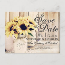 Rustikale Sonnenblume Mason Jar Save the Date Post