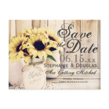 Rustikale Sonnenblume Mason Jar Save the Date Post