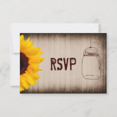 Rustikale Sonnenblume Mason Jar Wedding RSVP Cards Karte (Rückseite)