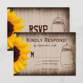 Rustikale Sonnenblume Mason Jar Wedding RSVP Cards Karte (Vorne/Hinten)