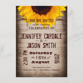 Rustikale Sonnenblume Mason Jars Hochzeitseinladun Einladung