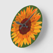 Rustikale Sonnenblume Minimalistische Küche Runde Wanduhr (Winkel)