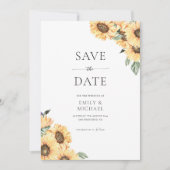 Rustikale Sonnenblume mit Foto Elegante Hochzeit Save The Date (Vorderseite)