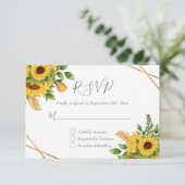 Rustikale Sonnenblume mit geometrischer Goldene Ge RSVP Karte (Stehend Vorderseite)