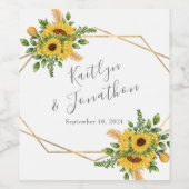 Rustikale Sonnenblume mit geometrischer Goldene Ge Weinetikett (Einzelnes Label)
