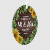 Rustikale Sonnenblume Mr. & Mrs. Ornament (Vorderseite)