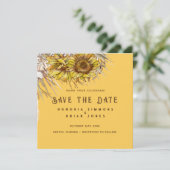 Rustikale Sonnenblume Mustard Square Save the Date (Stehend Vorderseite)