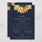 Rustikale Sonnenblume Navy Blue Probe Dinner Ankündigung (Vorne/Hinten)
