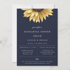 Rustikale Sonnenblume Navy Blue Probe Dinner Ankündigung