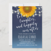 Rustikale Sonnenblume Navy Blue Probe Dinner Einladung (Vorderseite)