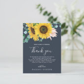 Rustikale Sonnenblume | Navy Dankeschön Empfang Ca Postkarte (Stehend Vorderseite)