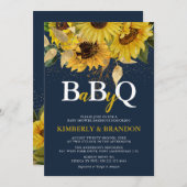 Rustikale Sonnenblume, Navy & Gold GRILLEN Kinderd Einladung (Vorne/Hinten)