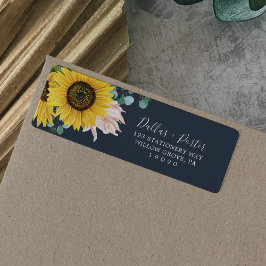 Rustikale Sonnenblume | Navy Return Address Label